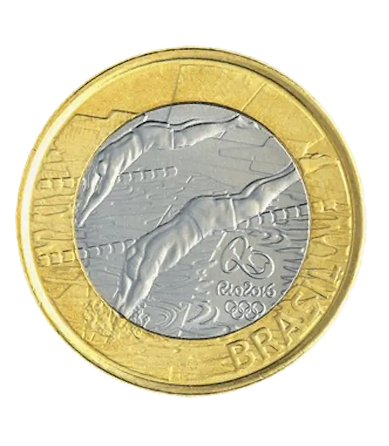 Moeda de 1 real das Olimpíadas Rio 2016 - moedas do real 2014-2016 - comemorativas - 1 real