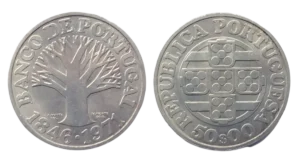 Moeda de prata 50 escudos portugues 1846 - 1971 - portugal 50 escudos 1971 - moeda de portugal