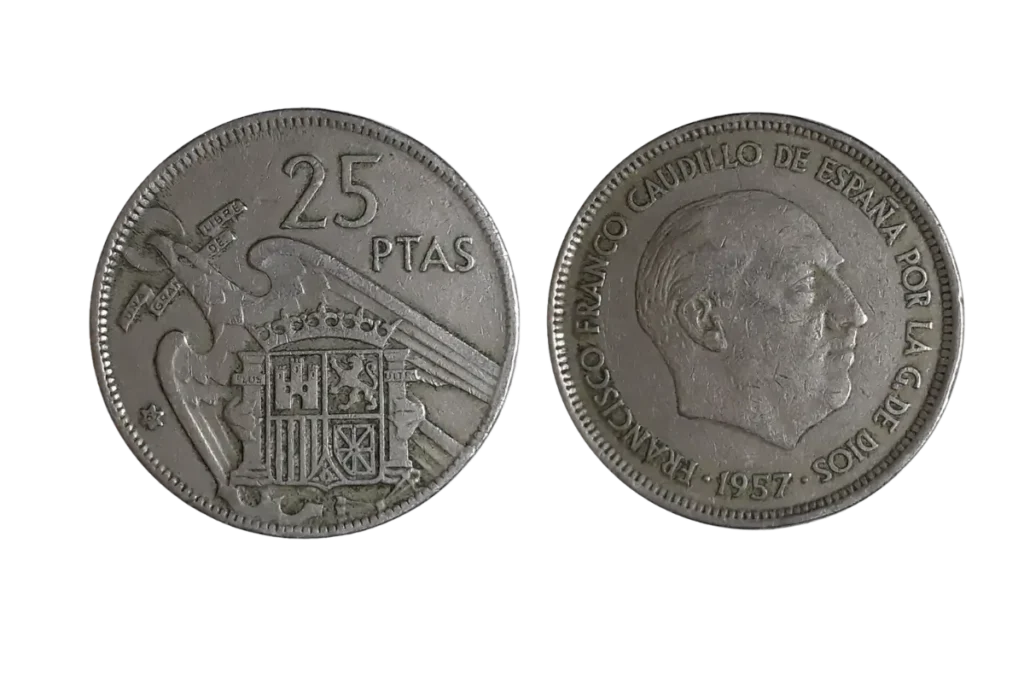 Moeda 25 Pesetas 1957 Espanha Moeda Espanhola 25 Ptas
