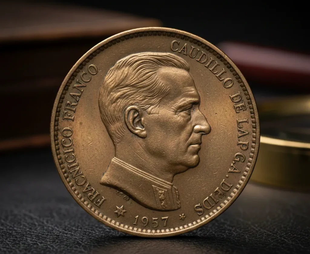 Moeda 25 Pesetas 1957 Francisco franco Caudillo de Espana Por La G. de Dios 1957
